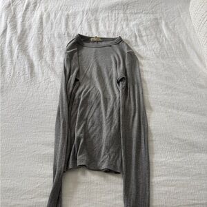Madewell Gray Ribbed Long Sleeve Tee